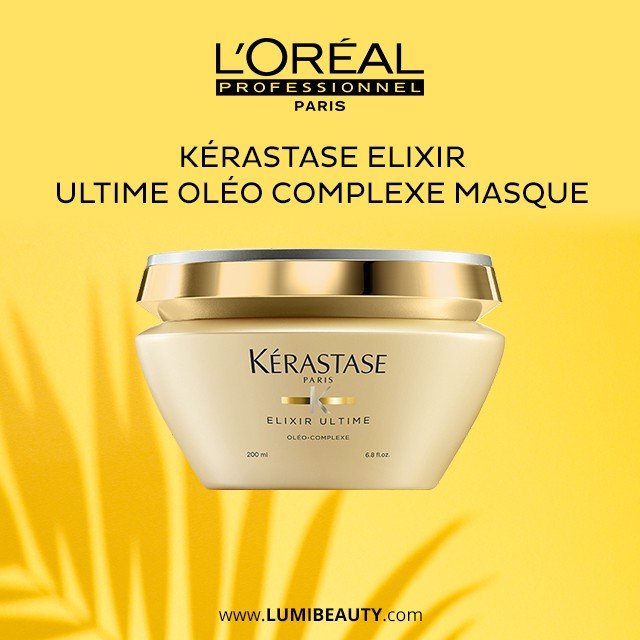 visuel pour lumibeauty produits Kerastase elixir utime oléo complexe masque