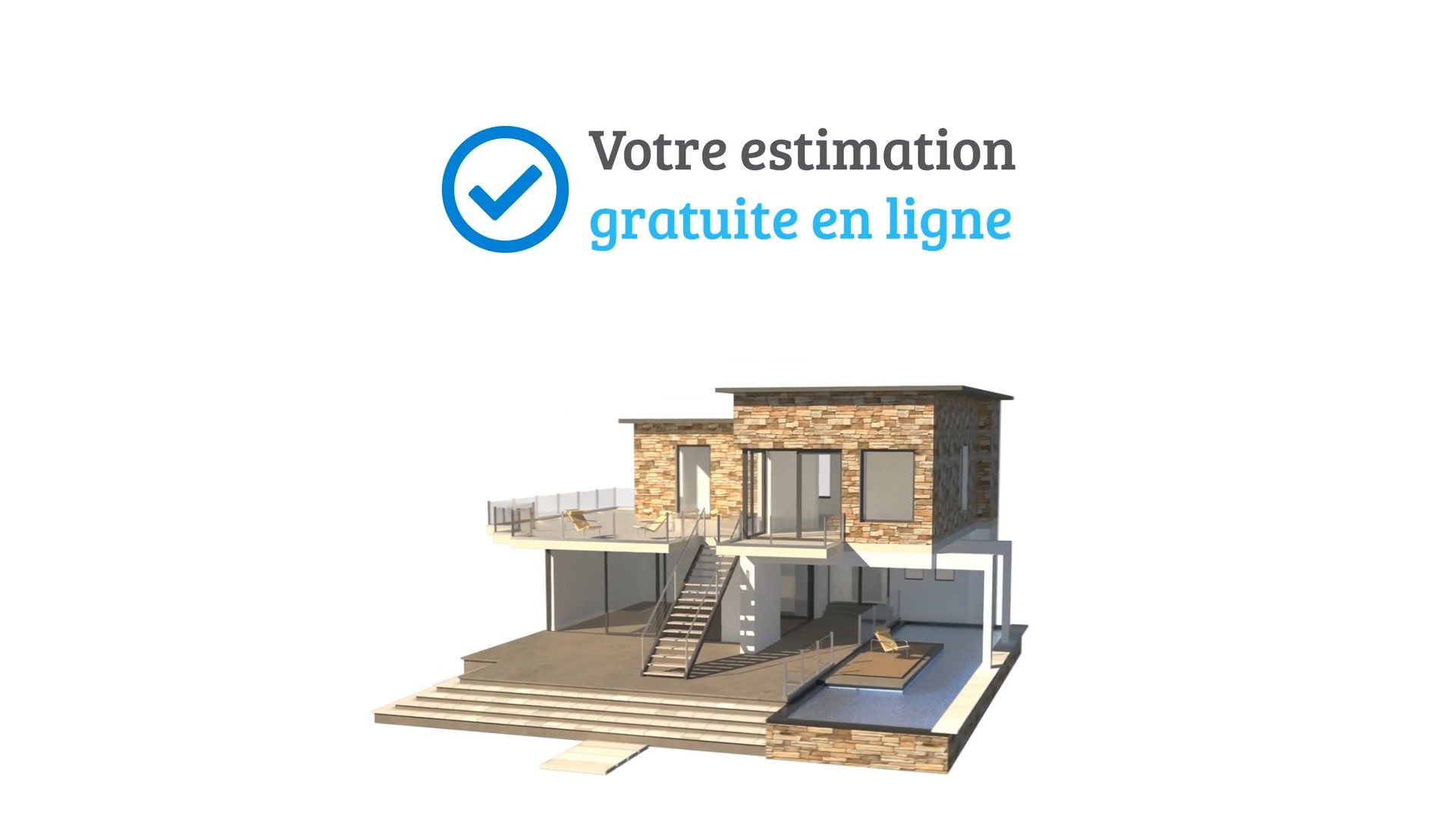 rendu 3d d'une villa et texte votre estimation gratuite en ligne